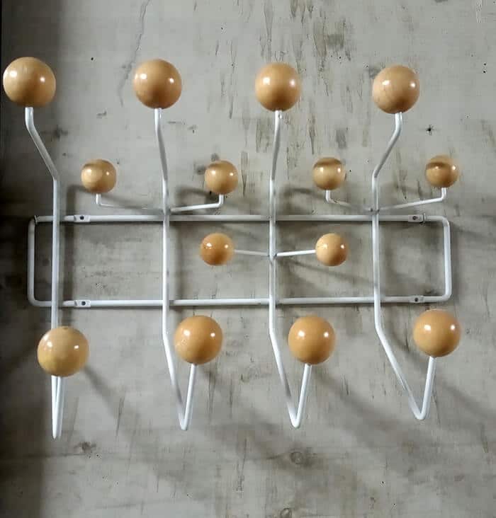 Wall coat hanger with 14 wooden balls